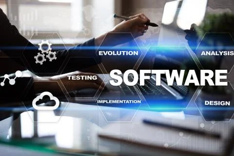 Software development. Data Digital Programs System Technology Concept. Foto stock