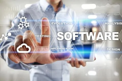 Software development. Data Digital Programs System Technology Concept. Foto stock
