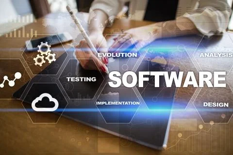 Software development. Data Digital Programs System Technology Concept. Foto stock