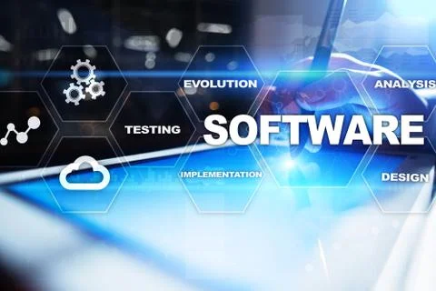 Software development. Data Digital Programs System Technology Concept. Foto stock