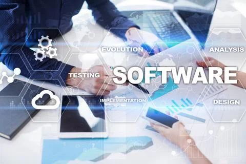 Software development. Data Digital Programs System Technology Concept. Foto stock