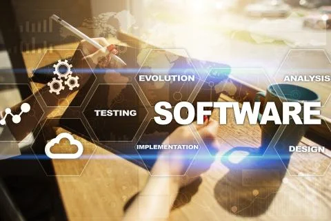 Software development. Data Digital Programs System Technology Concept. Foto stock