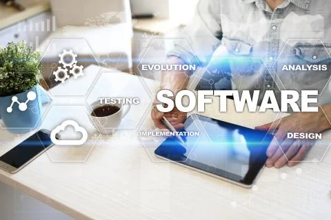 Software development. Data Digital Programs System Technology Concept. Foto stock