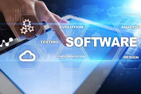 Software development. Data Digital Programs System Technology Concept. Stock Photos