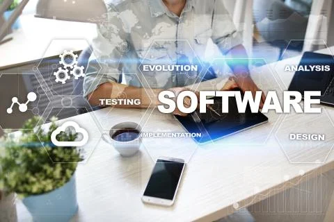 Software development. Data Digital Programs System Technology Concept. 写真素材