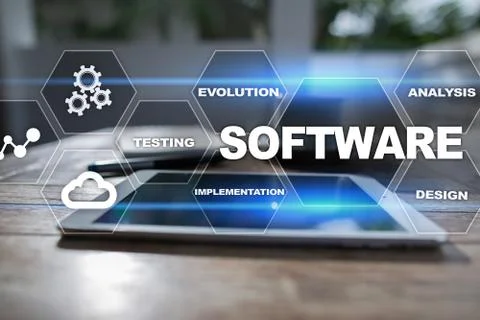Software development. Data Digital Programs System Technology Concept. Stock Photos