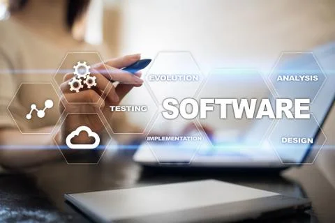 Software development. Data Digital Programs System Technology Concept. 写真素材