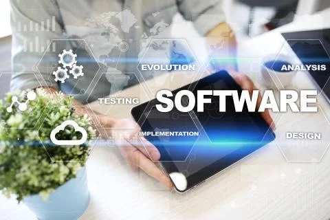 Software development. Data Digital Programs System Technology Concept. Stock Photos