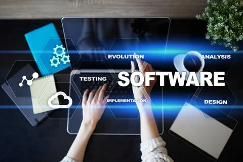 Software development. Data Digital Programs System Technology Concept. 写真素材