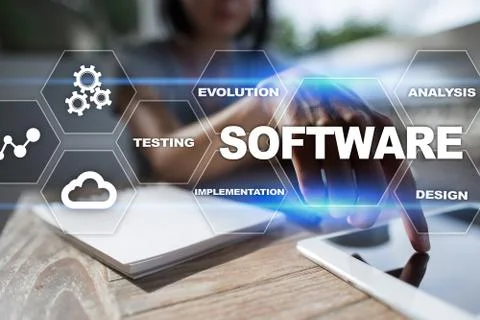Software development. Data Digital Programs System Technology Concept. Foto stock