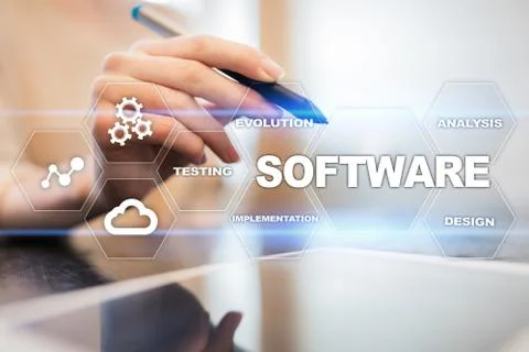 Software development. Data Digital Programs System Technology Concept. Stock Photos