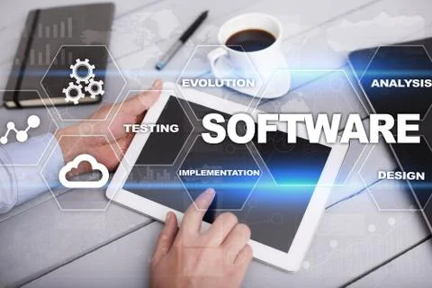 Software development. Data Digital Programs System Technology Concept. Stock-Fotos