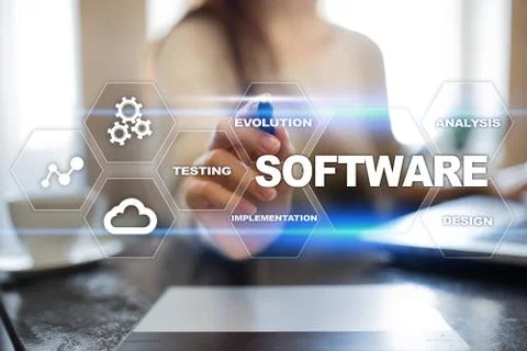 Software development. Data Digital Programs System Technology Concept. Foto stock