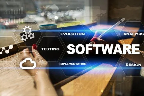Software development. Data Digital Programs System Technology Concept. Foto stock