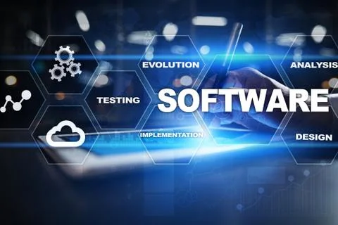 Software development. Data Digital Programs System Technology Concept. Foto stock