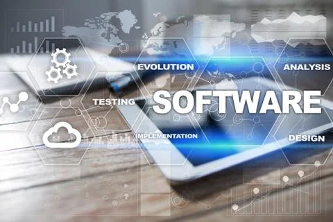 Software development. Data Digital Programs System Technology Concept. Foto stock