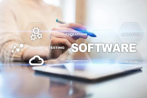 Software development. Data Digital Programs System Technology Concept. Foto stock