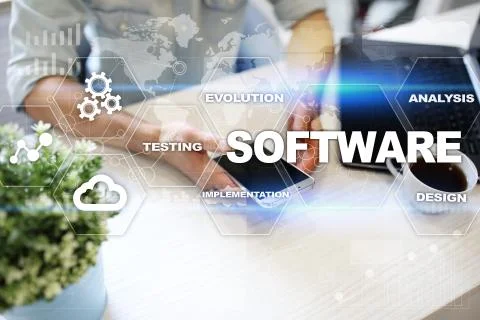 Software development. Data Digital Programs System Technology Concept. Stock Photos