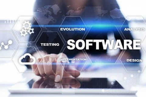 Software development. Data Digital Programs System Technology Concept. Foto stock