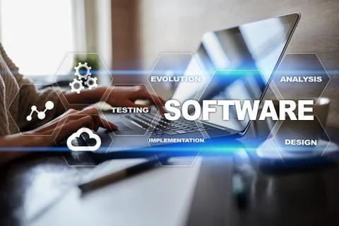 Software development. Data Digital Programs System Technology Concept. Foto stock