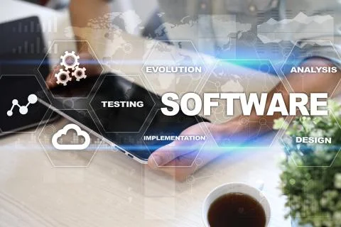 Software development. Data Digital Programs System Technology Concept. Foto stock