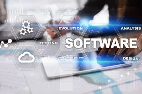 Software development. Data Digital Programs System Technology Concept. Foto stock