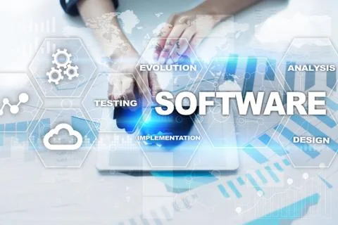 Software development. Data Digital Programs System Technology Concept. Foto stock
