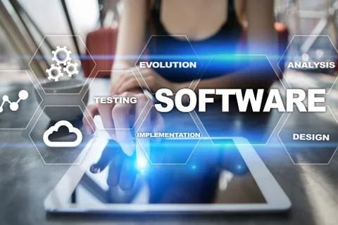 Software development. Data Digital Programs System Technology Concept. Foto stock