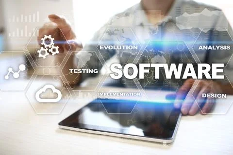 Software development. Data Digital Programs System Technology Concept. Foto stock