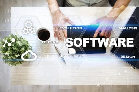 Software development. Data Digital Programs System Technology Concept. Foto stock