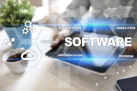Software development. Data Digital Programs System Technology Concept. Stock Photos