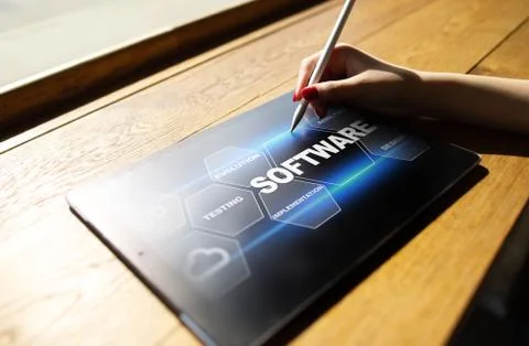 Software development. Data Digital Programs System Technology Concept. 写真素材