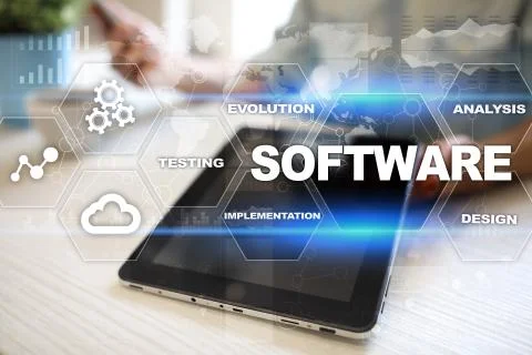 Software development. Data Digital Programs System Technology Concept. Foto stock