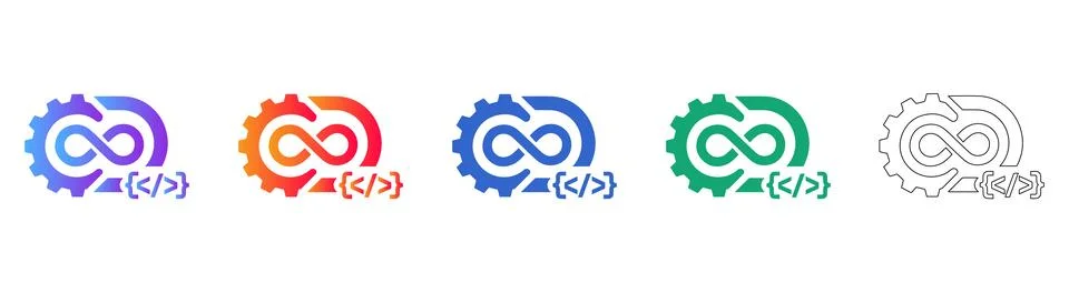 Software Development DevOps Icons Stock Illustration
