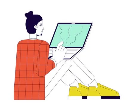 Software development engineer 2D linear cartoon character Illustrazione stock