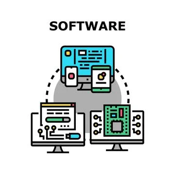 Software development engineering programming digital technology creating Stock Illustration