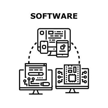 Software development engineering programming digital technology creating Stock Illustration