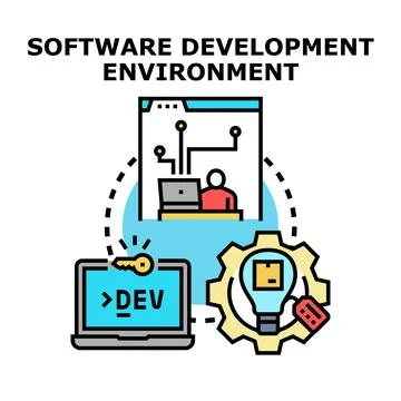 Software development environment building digital solutions concept Stock Illustration