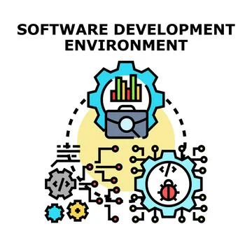 Software development environment building, testing, and managing projects Stockillustratie