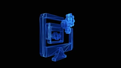 Software Development Icon Blue Low Poly Rotating on black background 库存影片 218361988