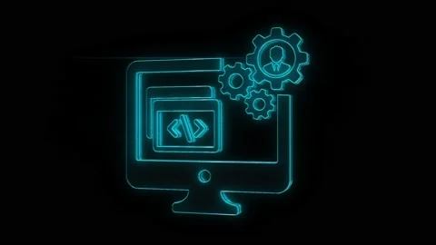 Software Development Icon Rotate Around on black background 库存影片 218160978