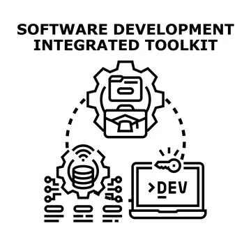 Software development integrated toolkit concept illustration Stockillustratie