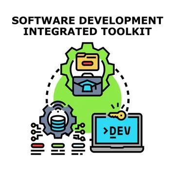 Software development integrated toolkit concept illustration イラスト素材