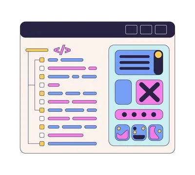 Software development interface 2D cartoon clip art Stock Illustration