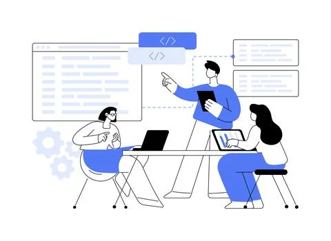 Software development isolated cartoon vector illustrations. イラスト素材