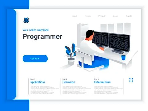 Software development isometric landing page. イラスト素材