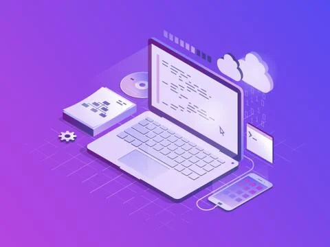 Software development Isometric vector illustration 库存插图
