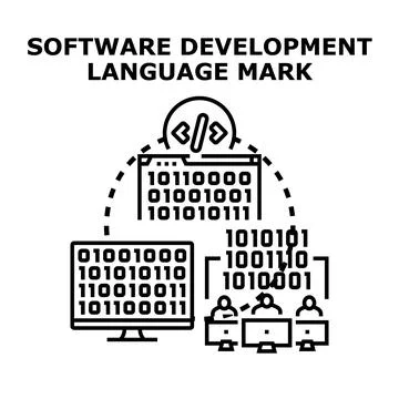 Software development language programming coding binary concept Ilustración de archivo