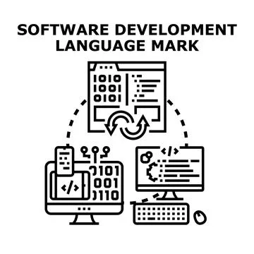 Software development language programming coding process concept Illustration