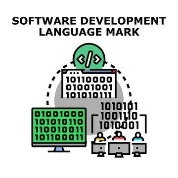 Software development language programming coding binary concept 库存插图
